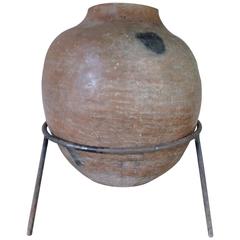 Terra Cotta Vessel in Tripod Iron Stand