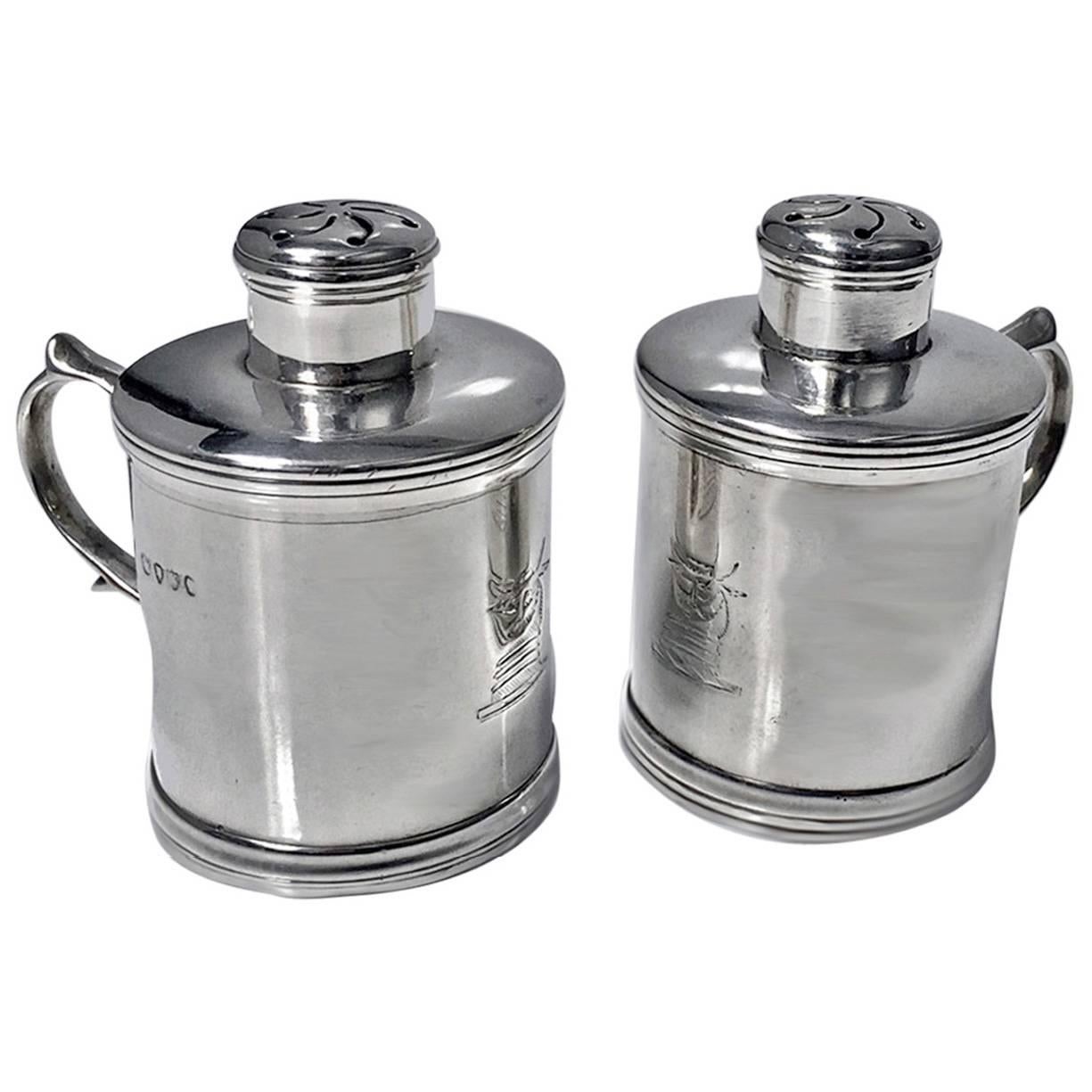 Miniature Silver Tankard Peppers Casters, London, 1885 For Sale