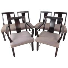 Edward Wormley for Dunbar Brass Stretcher Dining Chairs 1