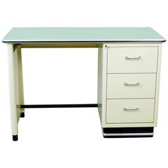 Beige Metal Desk with Mint Green Plate from Baisch, Germany, 1950s