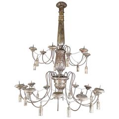 Very Large Silver Leafed Carved Wood French Eighteen-Light Chandelier 12