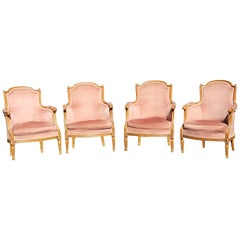 French Bergeres, Rare Suite of Four Identical