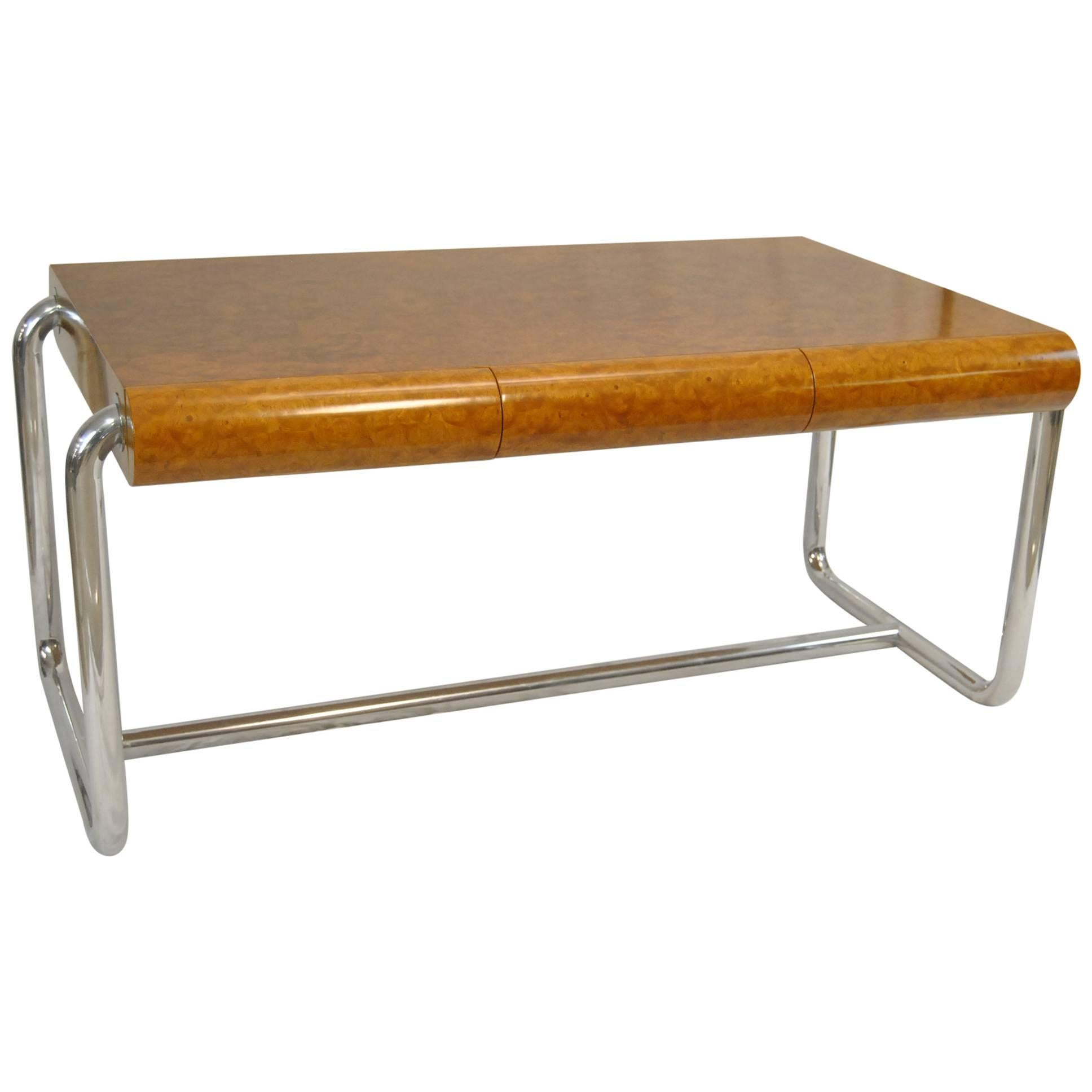 Burled Wood Mid-Century Modern Desk by Leon Rosen for the Pace Collection