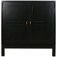 Retro Inspired Black Cabinet with Brass Pulls