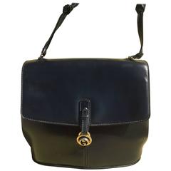 Dark Blue Gucci Double Shoulder Strap Bag 4