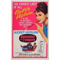 Vintage Original 1965 Re-Release Movie Poster "Audrey Hepburn in Breakfast at Tiffany's"