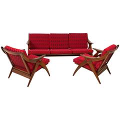 Stunning Mid-Century Modern Sofa and Lounge Chairs by De Ster Gelderland