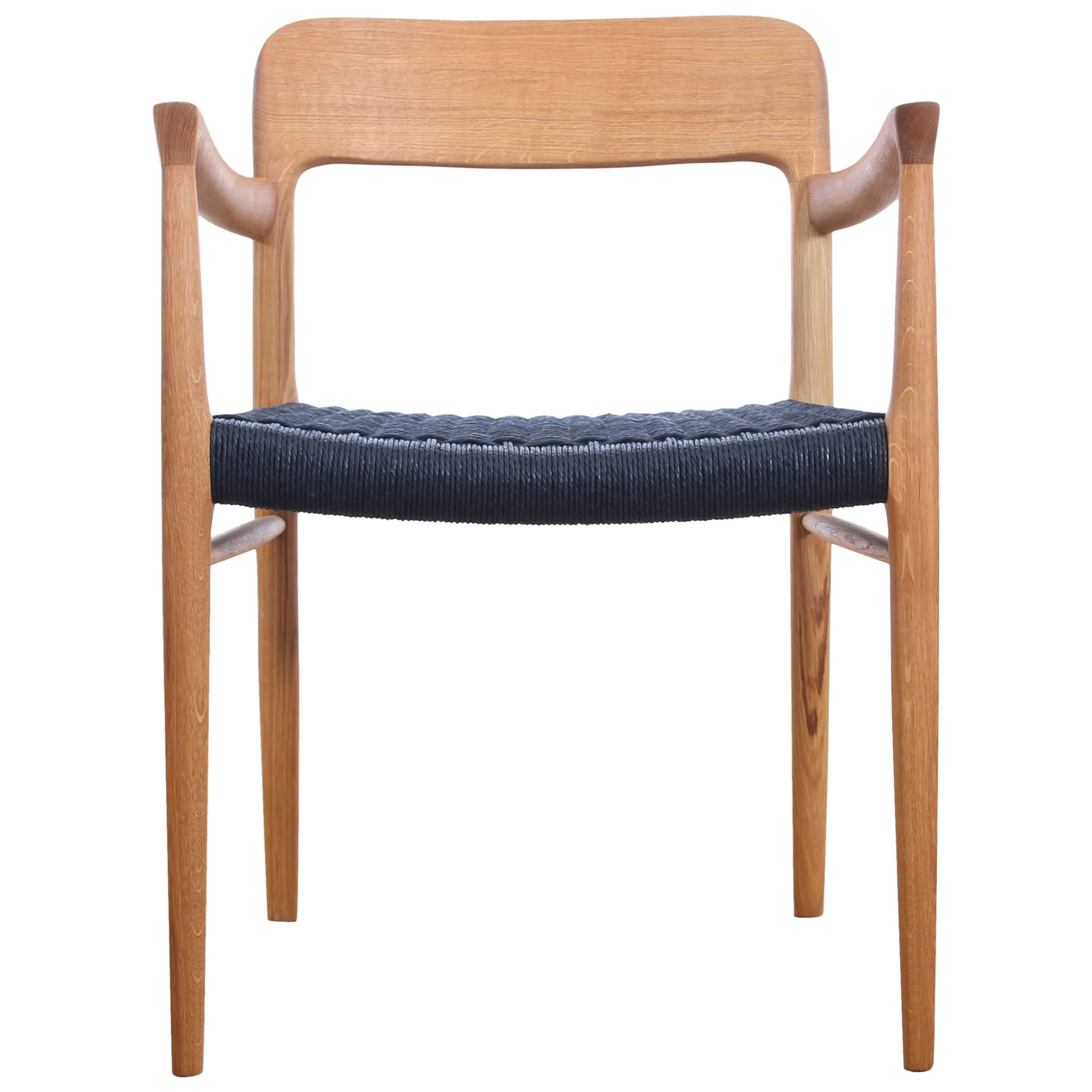 Mid-Century Modern Danish Armchair Model 56 in Oak and Papercord by Niels Møller For Sale
