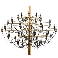 Fifty-Light Brass Chandelier by Gino Sarfatti for Arteluce, Italy