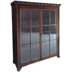 Antique Two-Door Bookcase Display Cabinet Oak, Early 20th Century