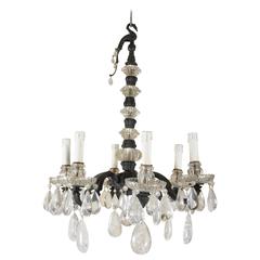 Maison Baguès Bronze, Crystal and Rock Crystal Six-Light Chandelier 7