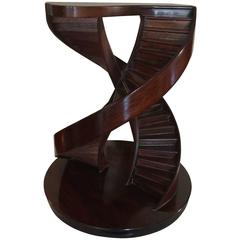 French Double Helix Mahogany Staircase Model, 20th Century