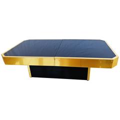 French Brass and Mirror Glass Coffee Table Dry Bar by Willy Rizzo, 1970s