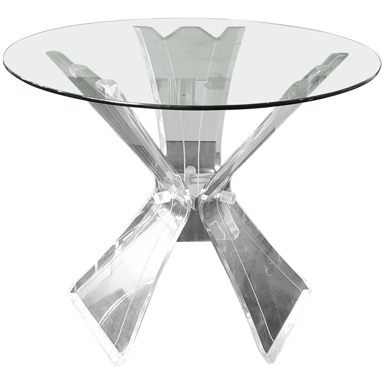 Thick Lucite Contemporary Deco Dining or Center Table Base For Sale at 1stDibs