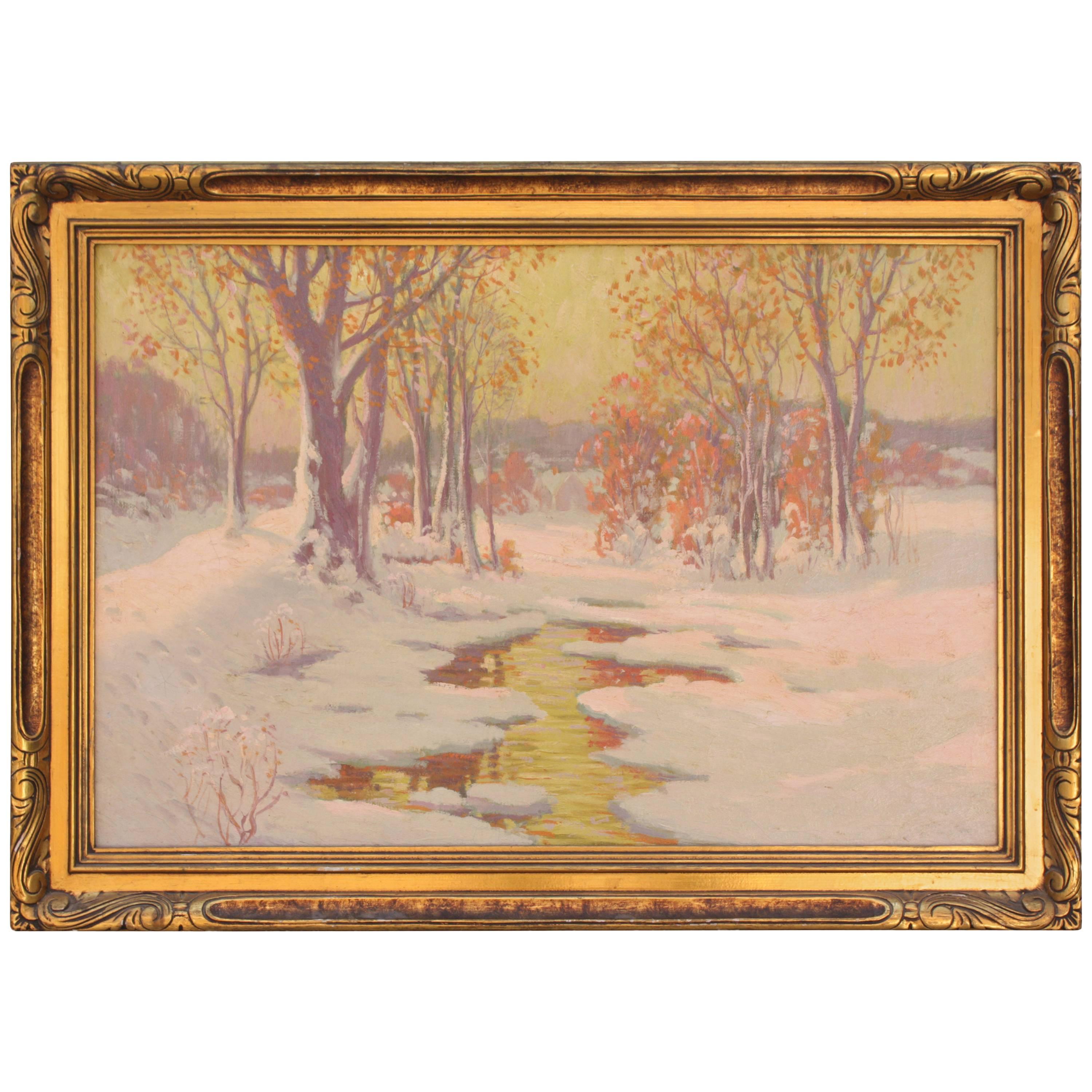 1920s Painting of Snowy of Northern Scene For Sale