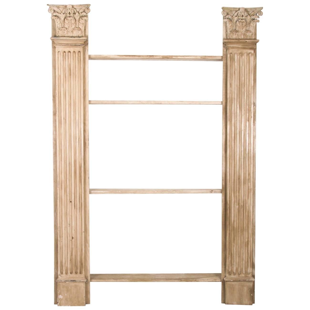 French Painted Bookshelf with Architectural Columns For Sale