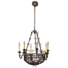 1920s Spanish Revival Iron Filigree Chandelier