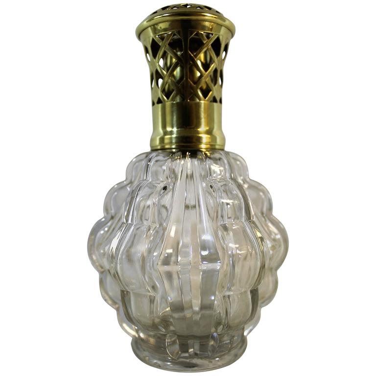 Lampe Berger XIX En Verre Moulé Et étain - Style Art Déco - Occasion