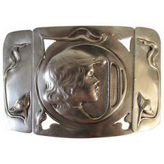 Asprey & Co Art Nouveau Style Sterling Silver Belt Buckle