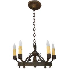 Simple Spanish Revival Chandelier with Hammered Texture