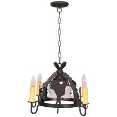 1920s Whimsical Spanish Revival Chandelier with Animal Forms