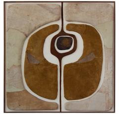 Mid-Century Modern Abstract Leather Wall Sculpture