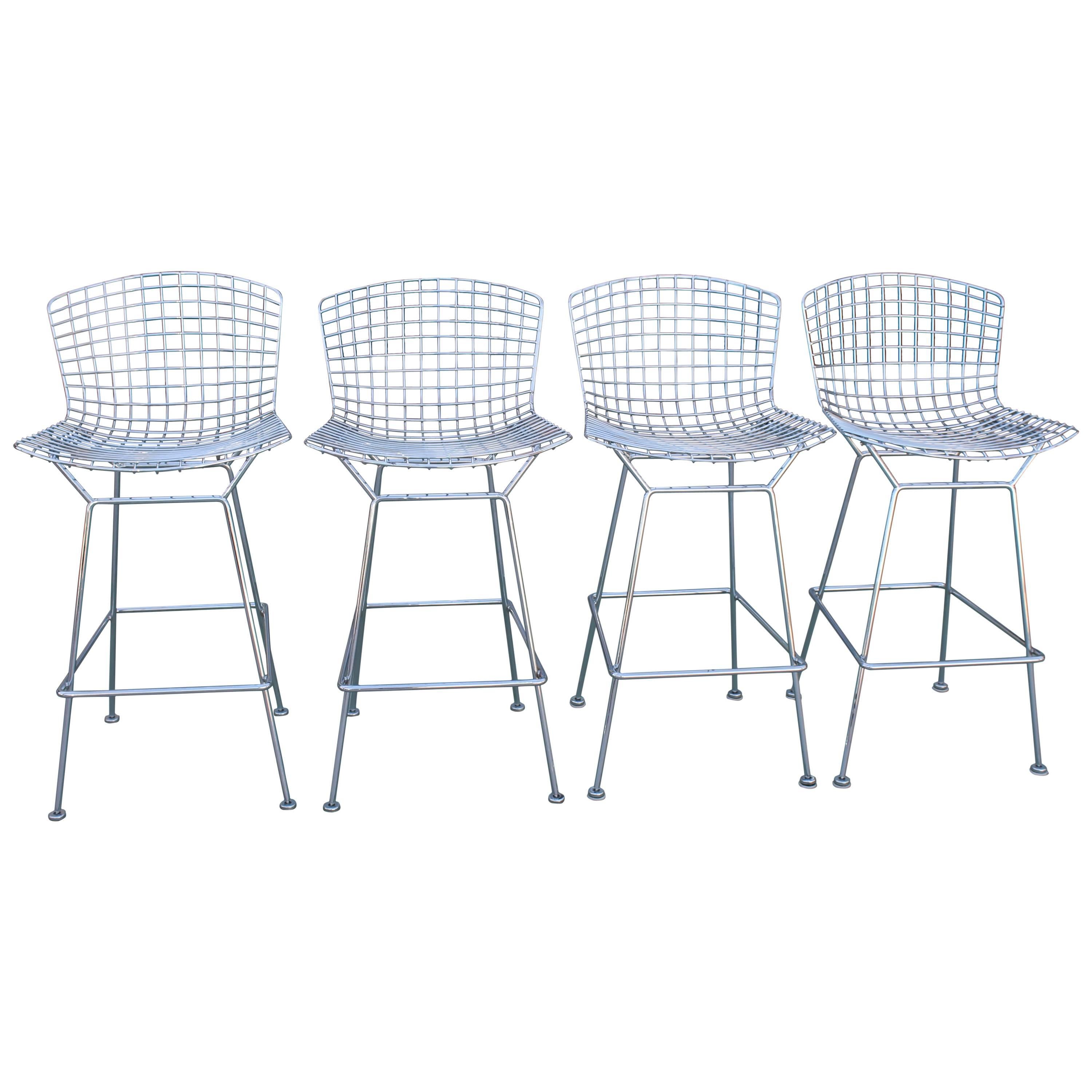 Four Barstools by Harry Bertoia for Knoll