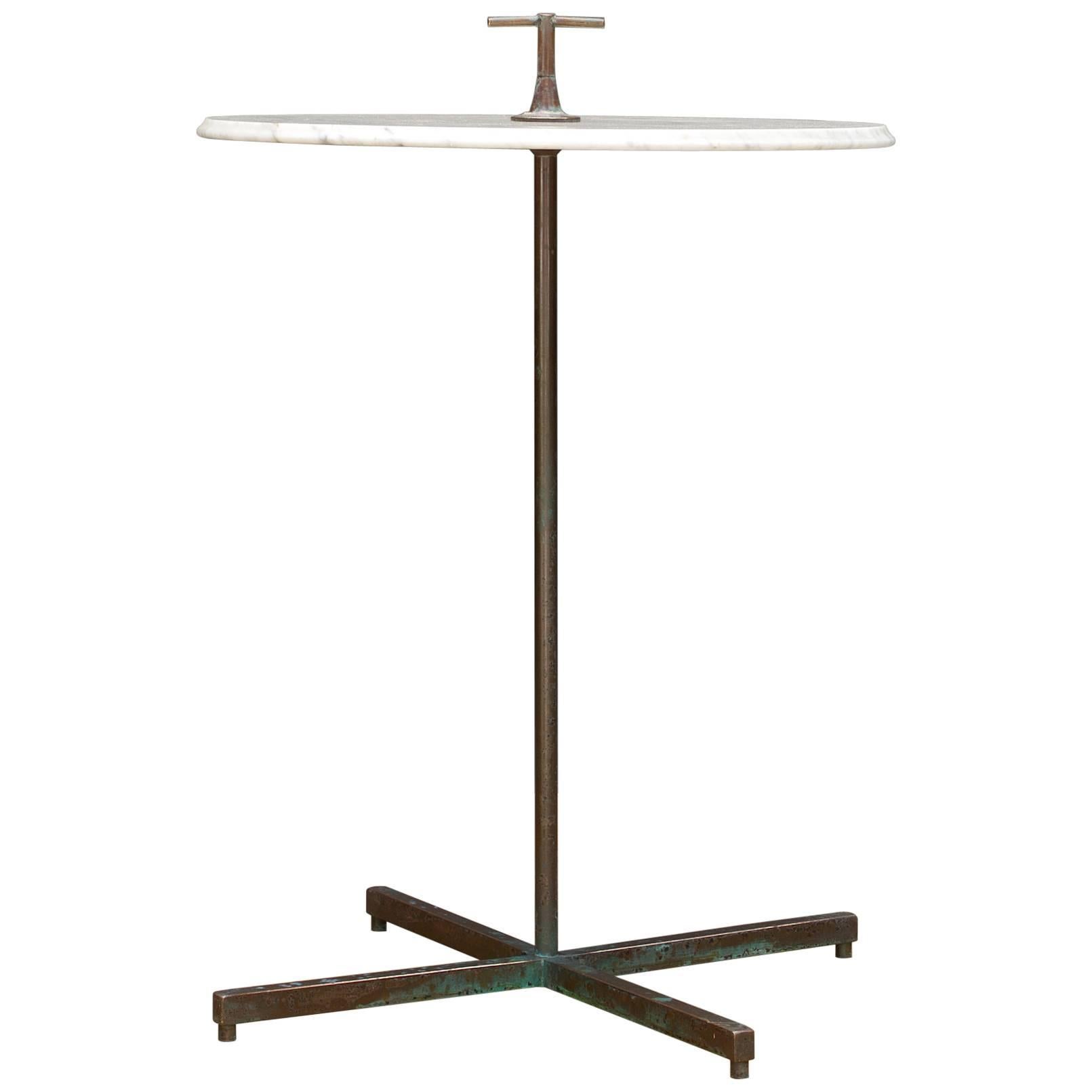 Bronze and Carrera Marble Hollywood Estate Side Table
