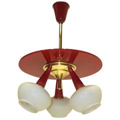 1950s Italian Three Globe Red Disk Pendant 4