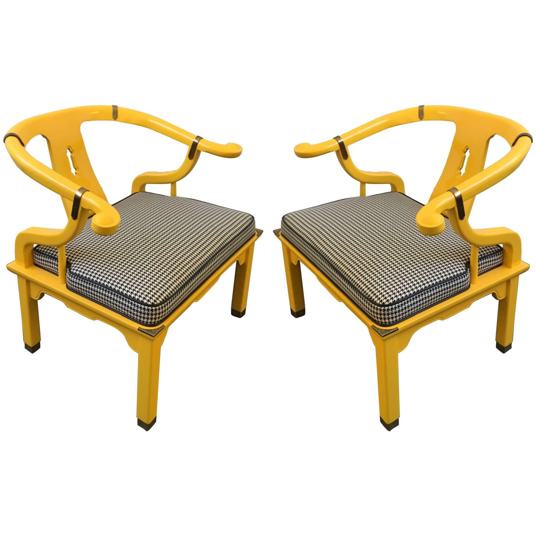 Pair of Lacquered Lounge Chairs in the Manner of James Mont