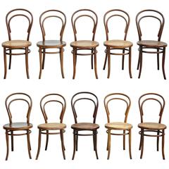 Set of Ten Chairs by Thonet, Fischel, Kohn and Unknown, circa 1900