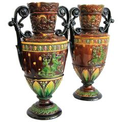 Antique Pair of Art Nouveau Vases by Wilhelm Schiller & Son, circa 1900