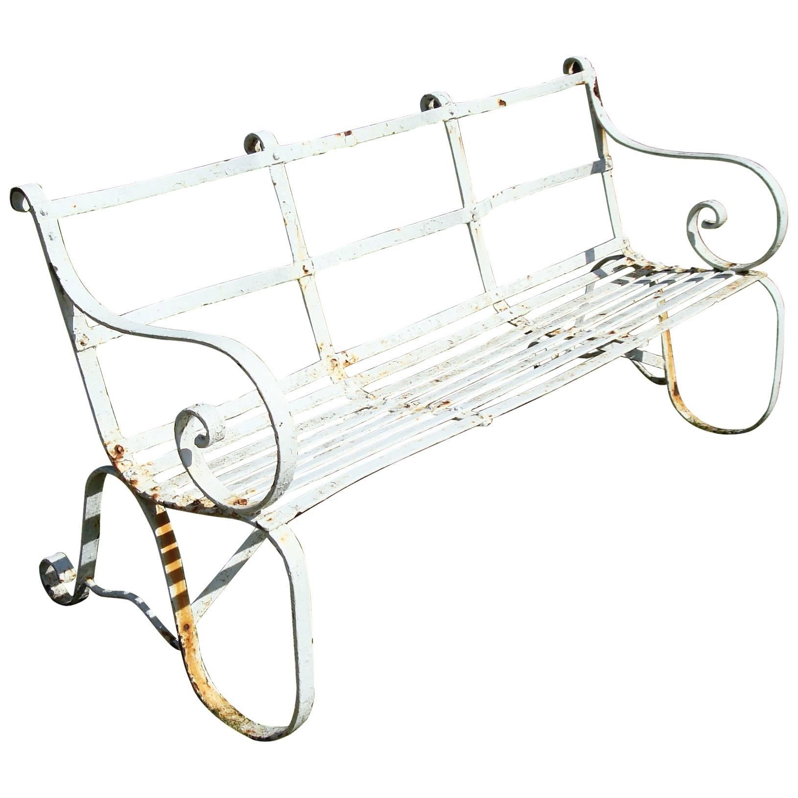 Regency Wrought Iron Garden Seat/ Bench For Sale