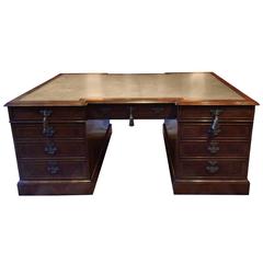 Antique Style Large Partners Desk Walnut Brights of Nettlebed