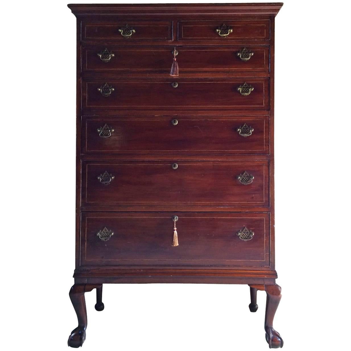 Antique Tallboy Chest of Drawers Dresser Mahogany, 19th Century Large