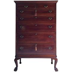 Antique Tallboy Chest of Drawers Dresser Mahogany, 19th Century Large