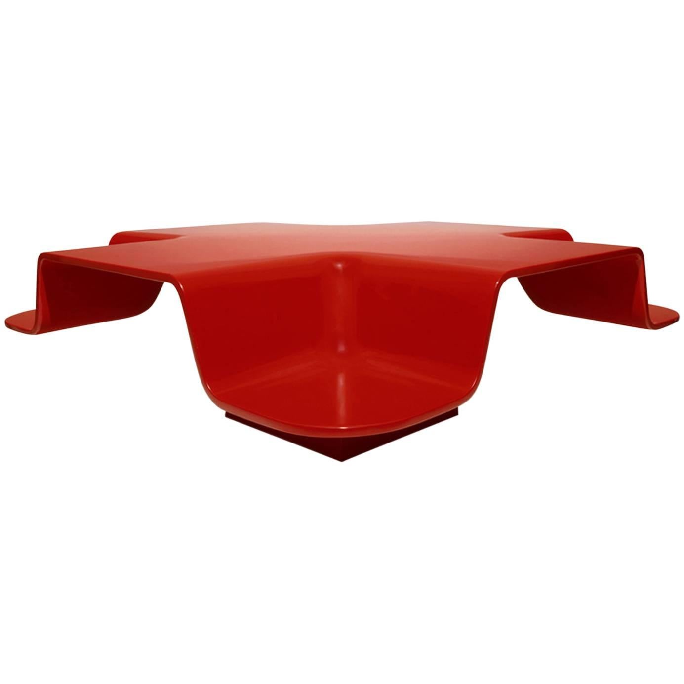 Fiberglass Table, Hand Molded and Painted in Ferrari Red Lacquer, Contemporary For Sale