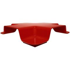 Fiberglass Table, Hand Molded and Painted in Ferrari Red Lacquer, Contemporary