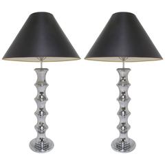 Pair of Chrome Table Lamps by Robert Sonneman