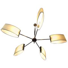 1950s Circular Chandelier by Maison Lunel