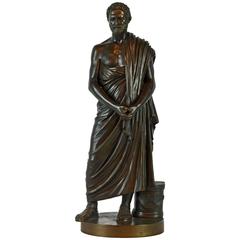 Classical 19th Century Bronze Statue of Demosthenes by Rohrich Foundry in Rome