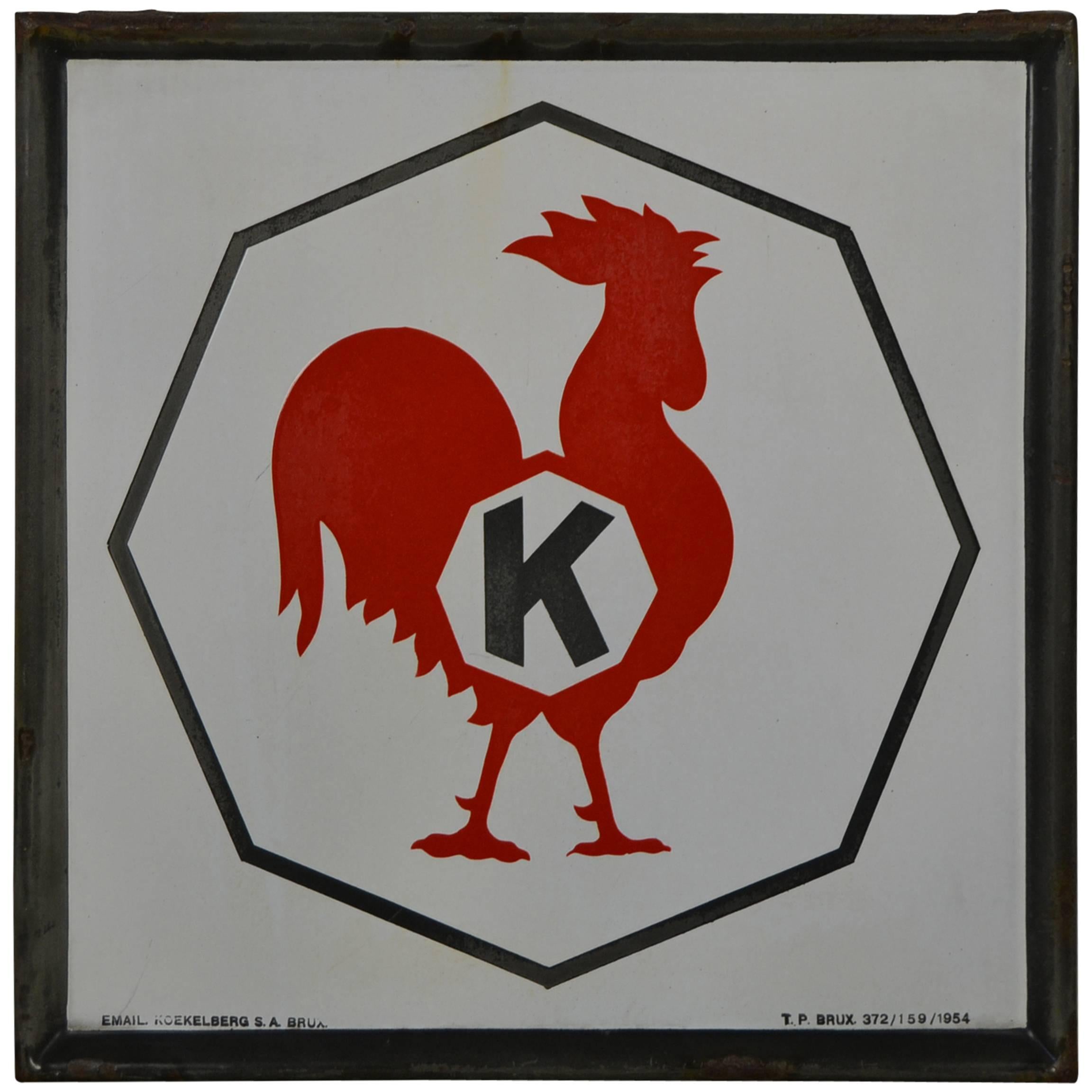 Exceptional Enamel Sign with Rooster