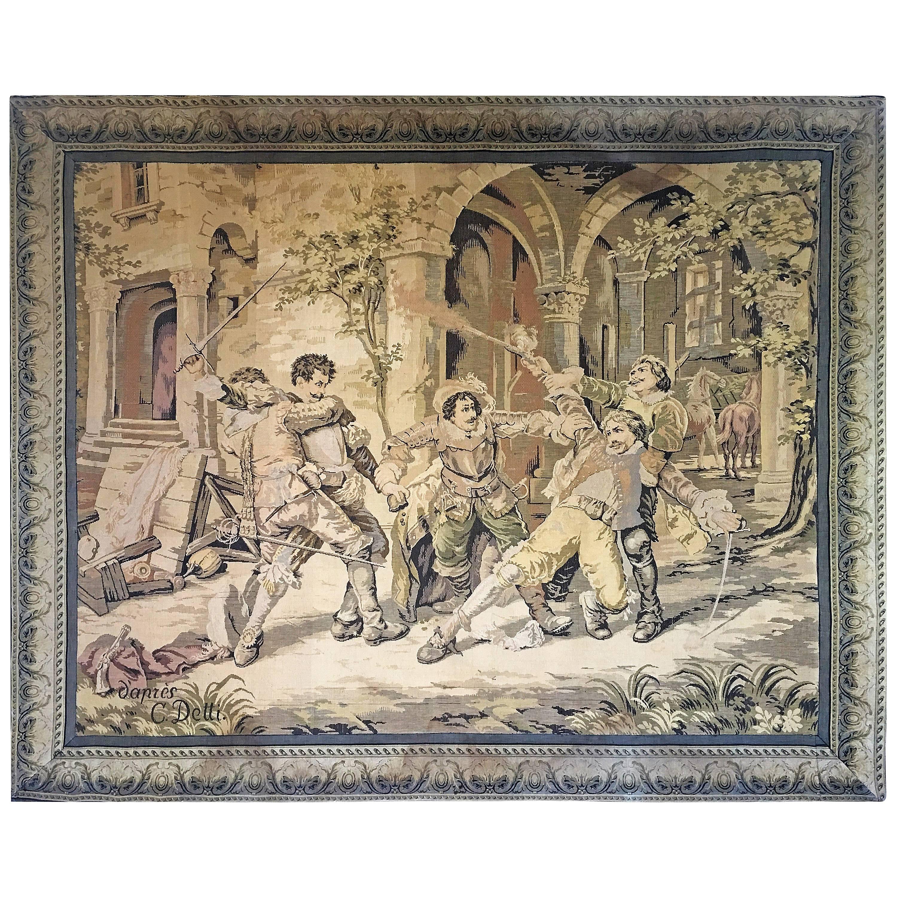 Großer antiker italienischer Wandteppich, um 1880. Auguste Detti, Cesare Auguste Detti