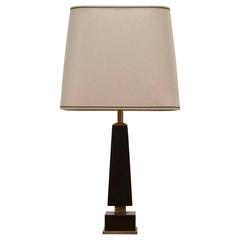Black Resin Table Lamp with Brass Details in Style of Philippe Cheverny