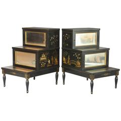 Pair of Chinoiserie Decorated Step Form Night Tables