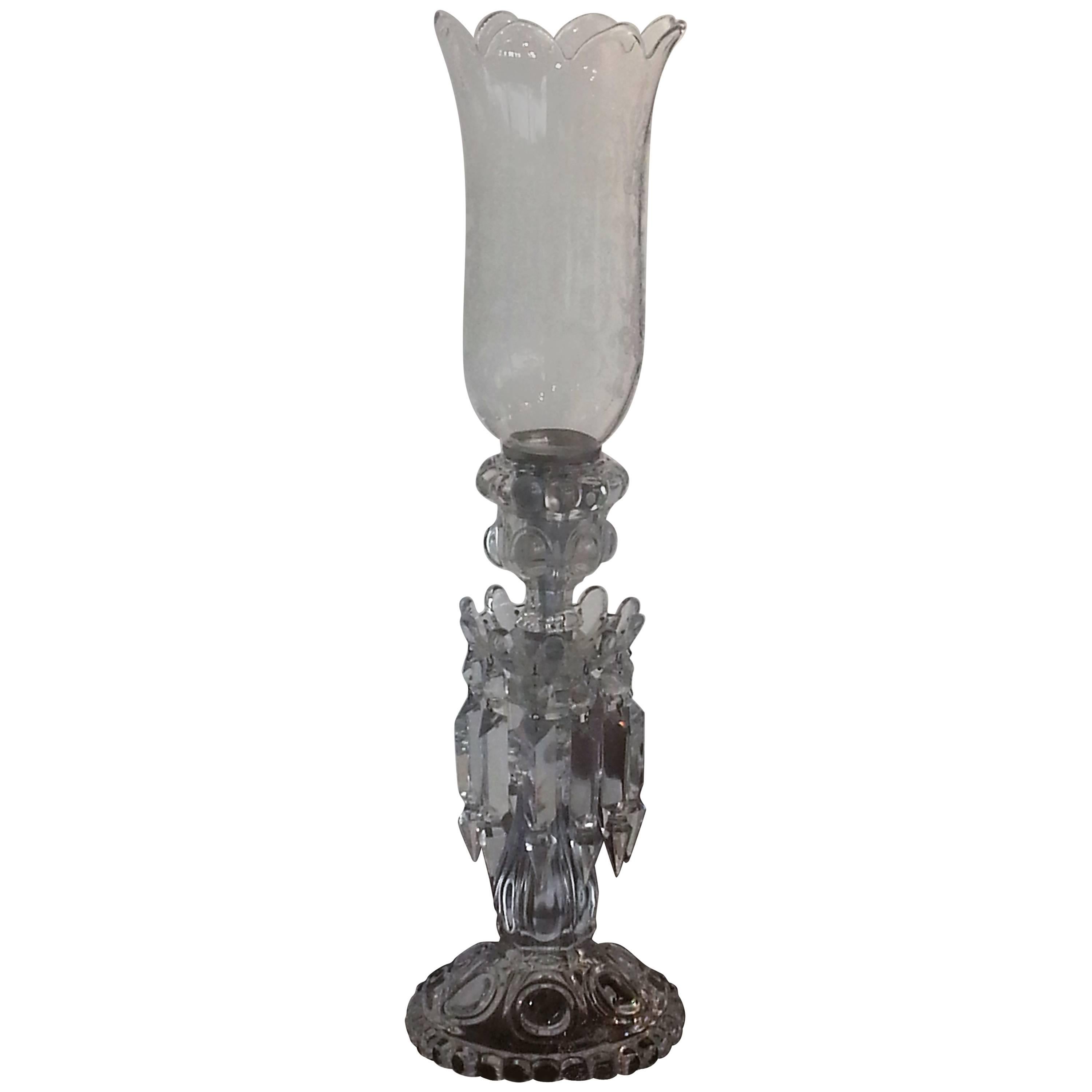 Elegant Medallion by Baccarat Hurricane Candle Lamp For Sale