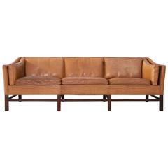 Scandinavian Modern Sofa in Natural Leather