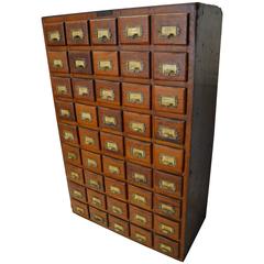 Vintage Storage Cabinet with 45 Oak Front Drawers from Midwestern Hardware Store