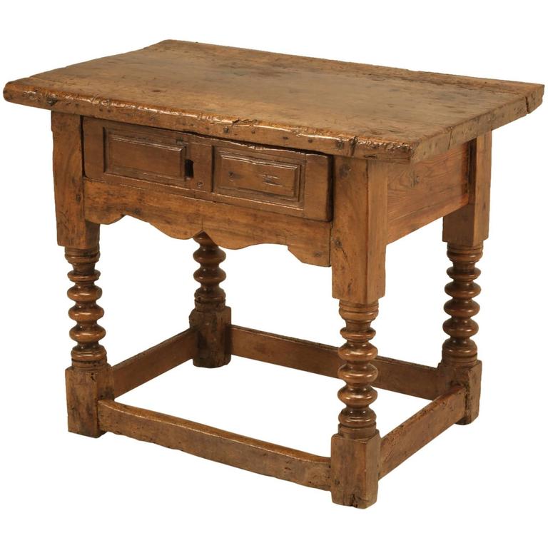 Antique Spanish Walnut End or Side Table For Sale at 1stdibs