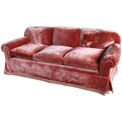 Vintage Silk Velvet Decorator Sofa